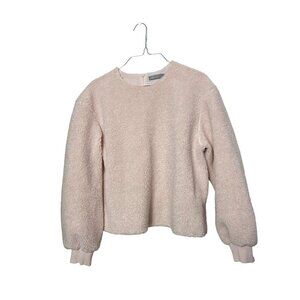 Vince soft baby blush pink cozy fleece faux shearling pullover sweater S